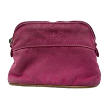 Auth HERMES Bolide Pouch 15 - Pink Brown Canvas Leather None Pouch