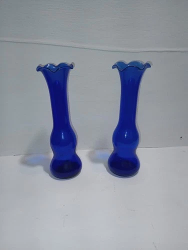 Colbolt Blue Vintage Glass Vase Made In Italy Hand Blown
