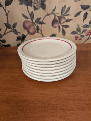 8-VINTAGE SYRACUSE CARDINAL LINES-RESTAURANT WARE-BREAD PLATES 6-1/2"ECONO-RIM 