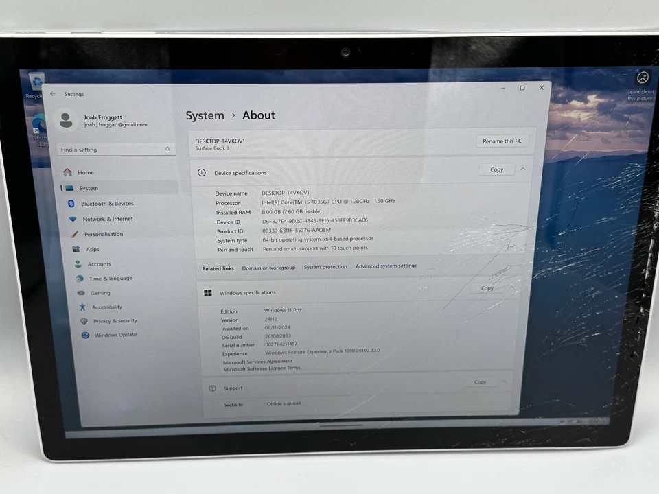 Microsoft Surface Book 3 i5-1035G7 1.20GHz 8GB 256GB 13.5" Cracked screen - Image 2 of 4