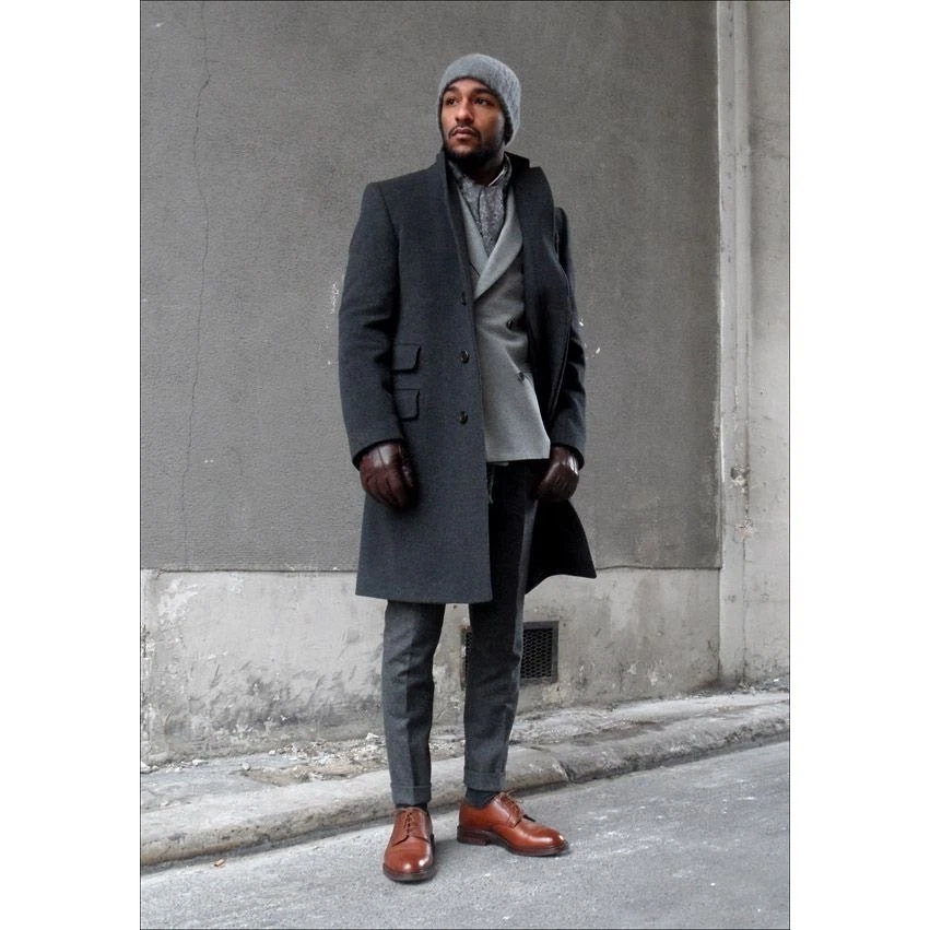 Pierre Cardin Vintage Wool Overcoat Gray Charcoal Double Breasted 46” Chest EUC - Image 3 of 4