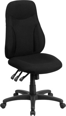 Ergonomic Black Fabric Swivel Task Chair with High Back for Office Comfort