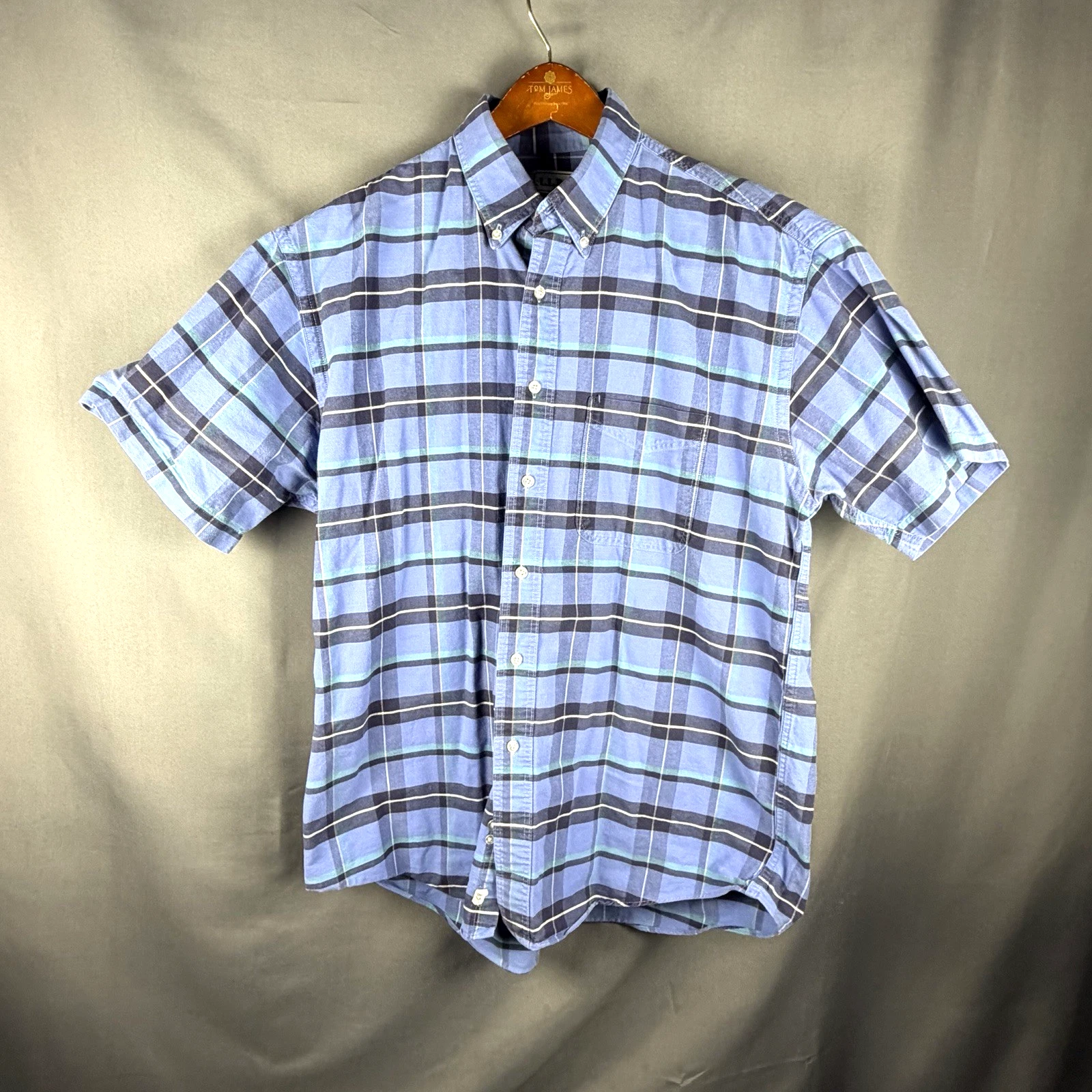 Vintage LL Bean Short Sleeve Shirt Mens Large Plaid Made in USA Camping Hiking