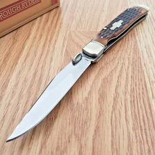 Rough Ryder TrapperLock Folding Knife Stainless Steel Clip Blade Bone Handle