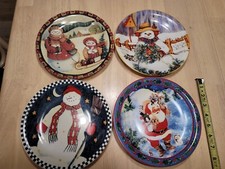 Assiettes à biscuits dessert bonhommes de neige Père Noël très bon état assiettes 4-8 pouces 