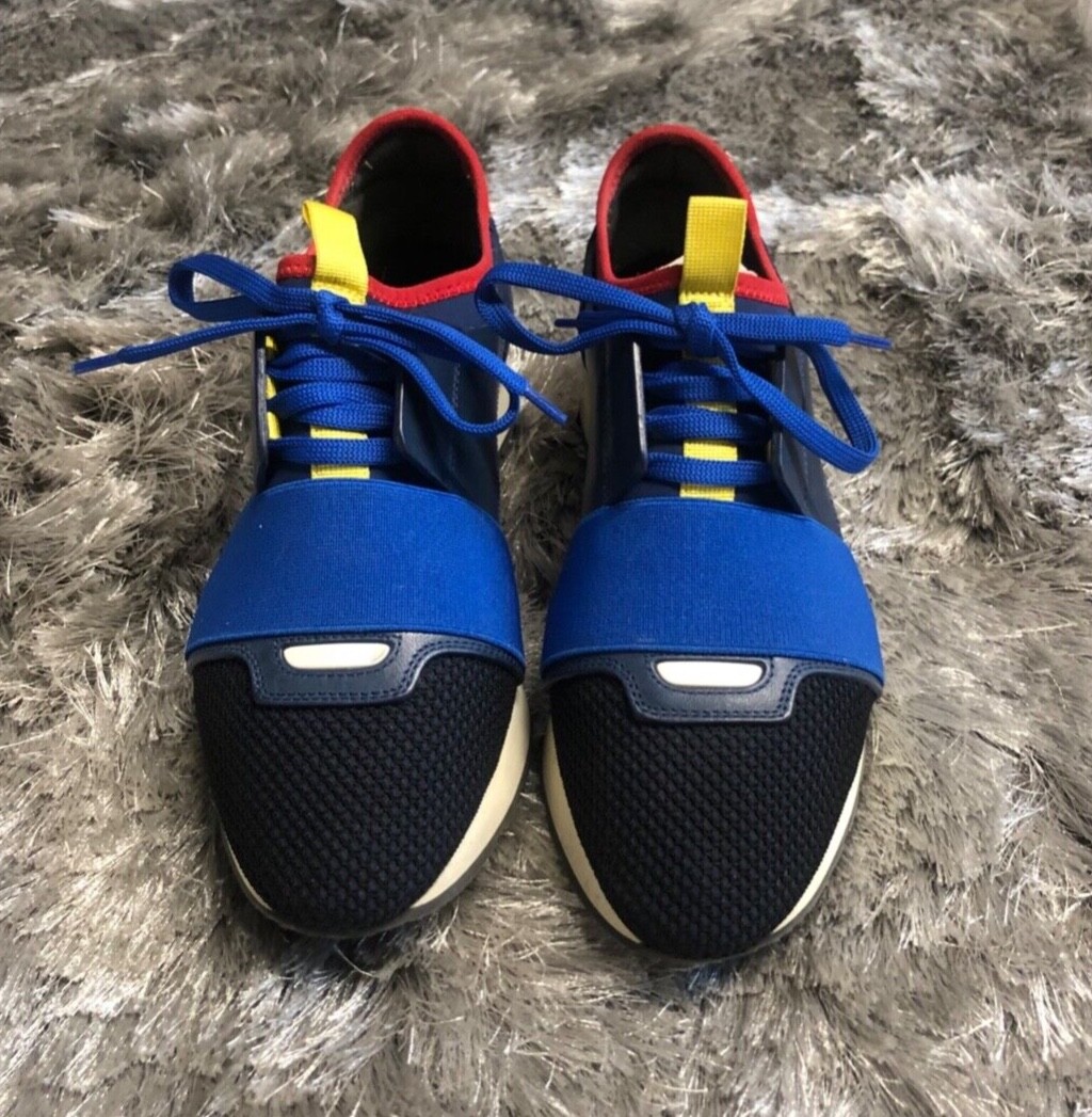 Balenciaga Multicolor Leather and Mesh Race Runner Sneakers | Size US 7 | IT 37