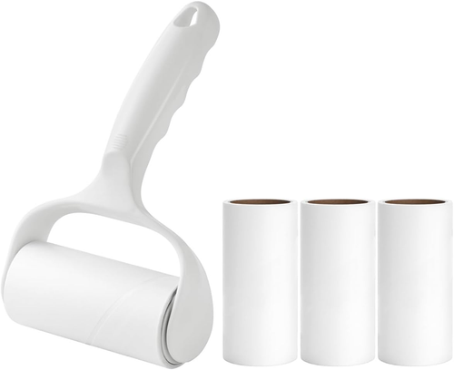 Horizontal Lint Rollers for Pet Hair, Extra Sticky, 1 Handle, 4 Rolls, Daisy Whi - Picture 10 of 12