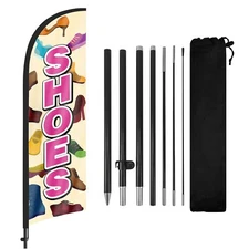 8FTShoes Advertising Feather Flag Banner with Pole and Ground Stake for Business