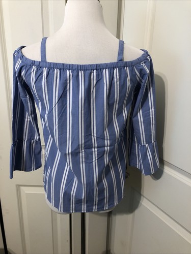 Girls Abercrombie Kids Blue & White Stripe 3/4 Sleeve Top Size 13/14 - Picture 8 of 14