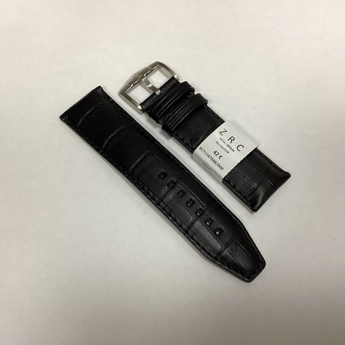 Bracelet De Montre ZRC 20 Mm - Cuir Veau Grain Alligator Gris, Fait Main, Neuf Avec étiquettes