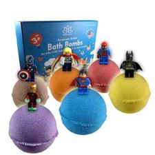 6 Bath Bombs for Kids with Surprise Superhero Toys Inside Made In The USA