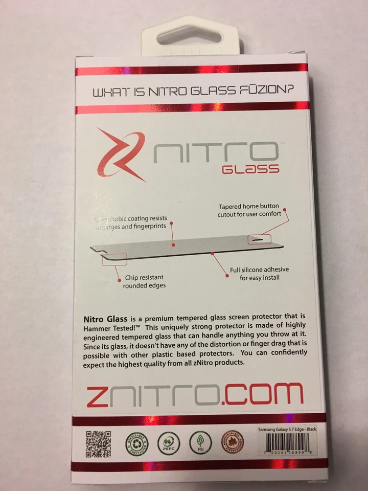 Protector de pantalla de vidrio templado ZNITRO para Samsung Galaxy S7 Edge, negro Foto 2 de 4