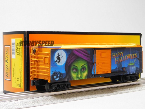 MTH RAILKING HAPPY HALLOWEEN BOXCAR CON LEDES BRILLANTES BRUJA CALIBRE O 30-71152 NUEVO | Zustand: New