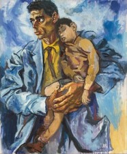 Dipinto olio Ritratto-di-Rocco-e-Suo-Figlio-Guttuso-Renato-olio-pittura-ritratto-