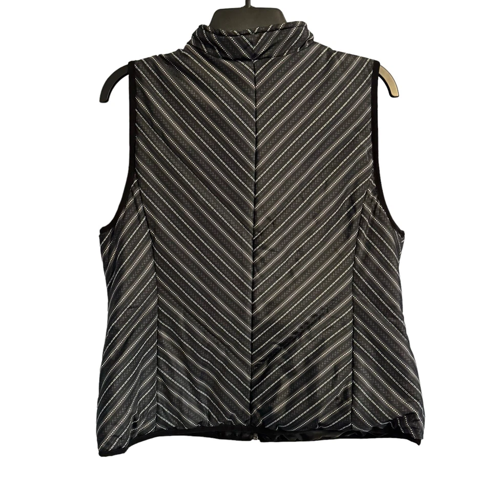 Christopher & Banks Vest Size Large Black Multi Semmipuff Front Zip Vest - Image 4 of 4