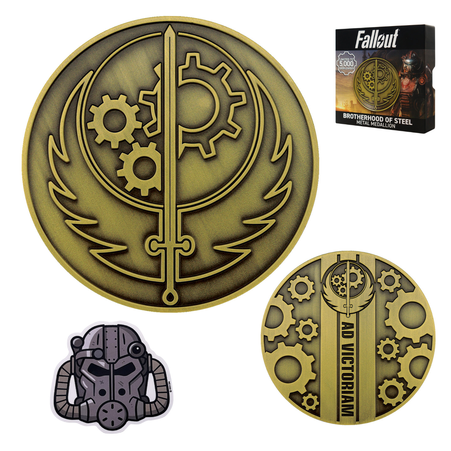 Fallout Limited Edition Brotherhood of Steel Medallion and Vinyl Sticker