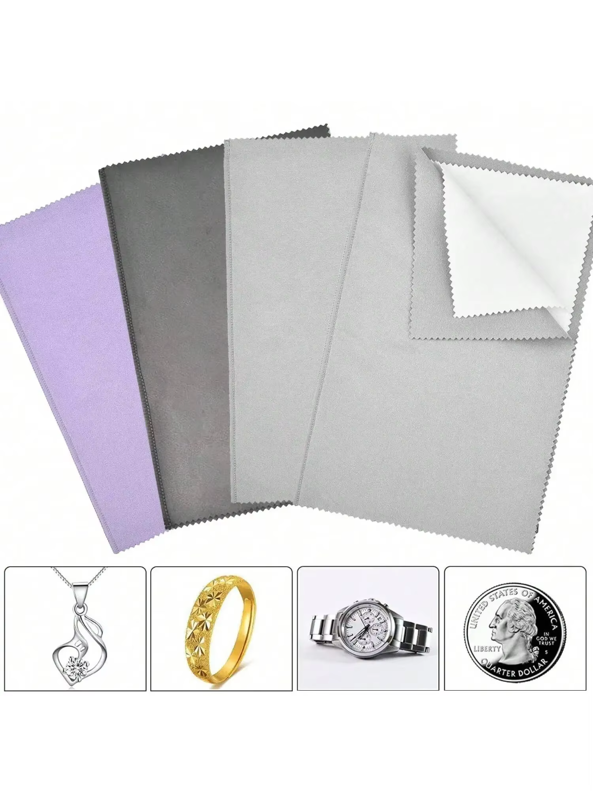 Jewelry Polishing Cleaning Cloth For Sterling Silver Gold Diamond Platinum Stone