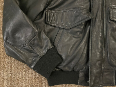 A-2ジャケット 44 Lサイズ San Diego Leather San Diego Leather Factory A2 Black Leather Bomber Jacket 42