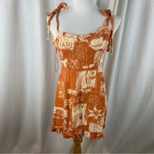 Urban Outfitters Women's Large Mini Dress Jolene Postcard All-Over Print Linen