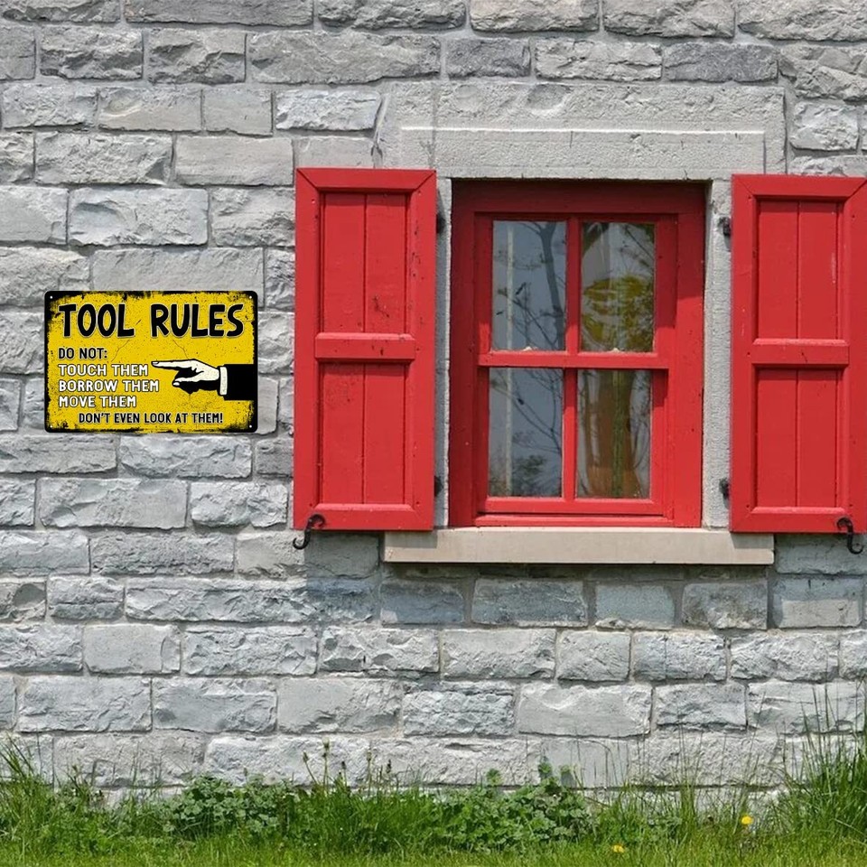 Tool Rules Metal Tin Signs Vintage Garage Wall Decor Signs Garage Shop