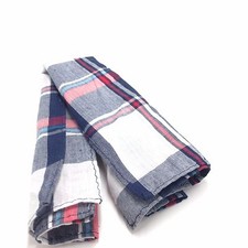  95 Bloomingdales Mens Pocket Square Casual Blue Red White Check Handkerchief