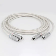 Pair 6N Silver Plating OCC Copper Wire HiFi Audio RCA Cable Interconnect Cord