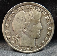 1905 S Barber / Liberty Head Half Dollar  – F