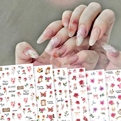 3D Nail Stickers Decals Valentine Rose Kiss Love Flower For Nails Decoration - Picture 1 of 18