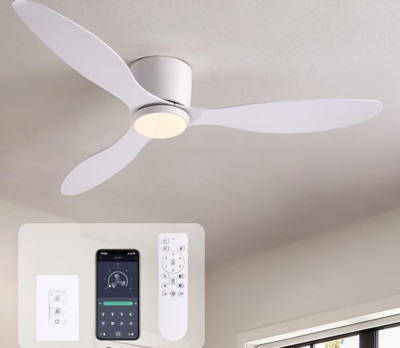 SILJOY Flush Mount Smart Ceiling Fan with Light and Remote Control Included