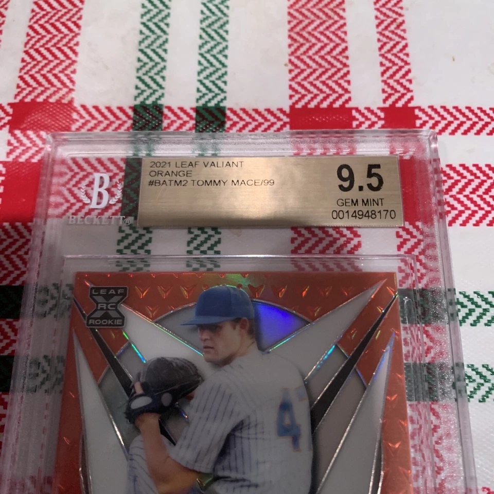 Tommy Mace 2021 Leaf Valiant Auto Orange Rookie /99 BGS 9.5 Auto 10 Guardians RC - Image 2 of 3