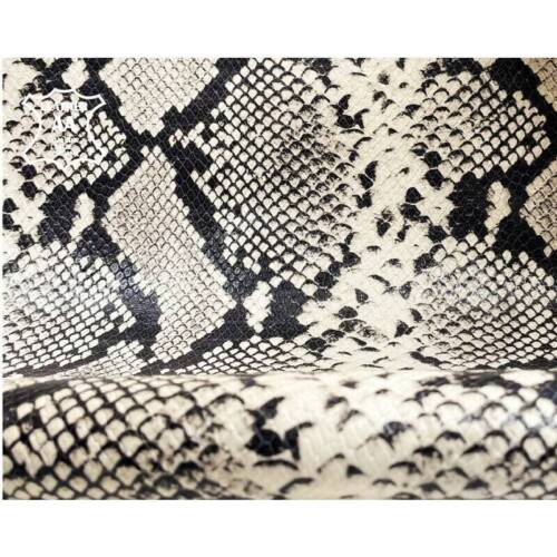 Off-White Cream Realistic Snake Print 6 -7 sqf Leather Genuine Pieces 965 1.2mm - Picture 1 of 10