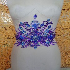 Sale Rhinestone Dancing Dress Show Costume Party Embroidery Lace Applique 1 PC