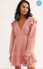 Free People Isabella Mini Dress coral peach Womens Babydoll Boho S 4