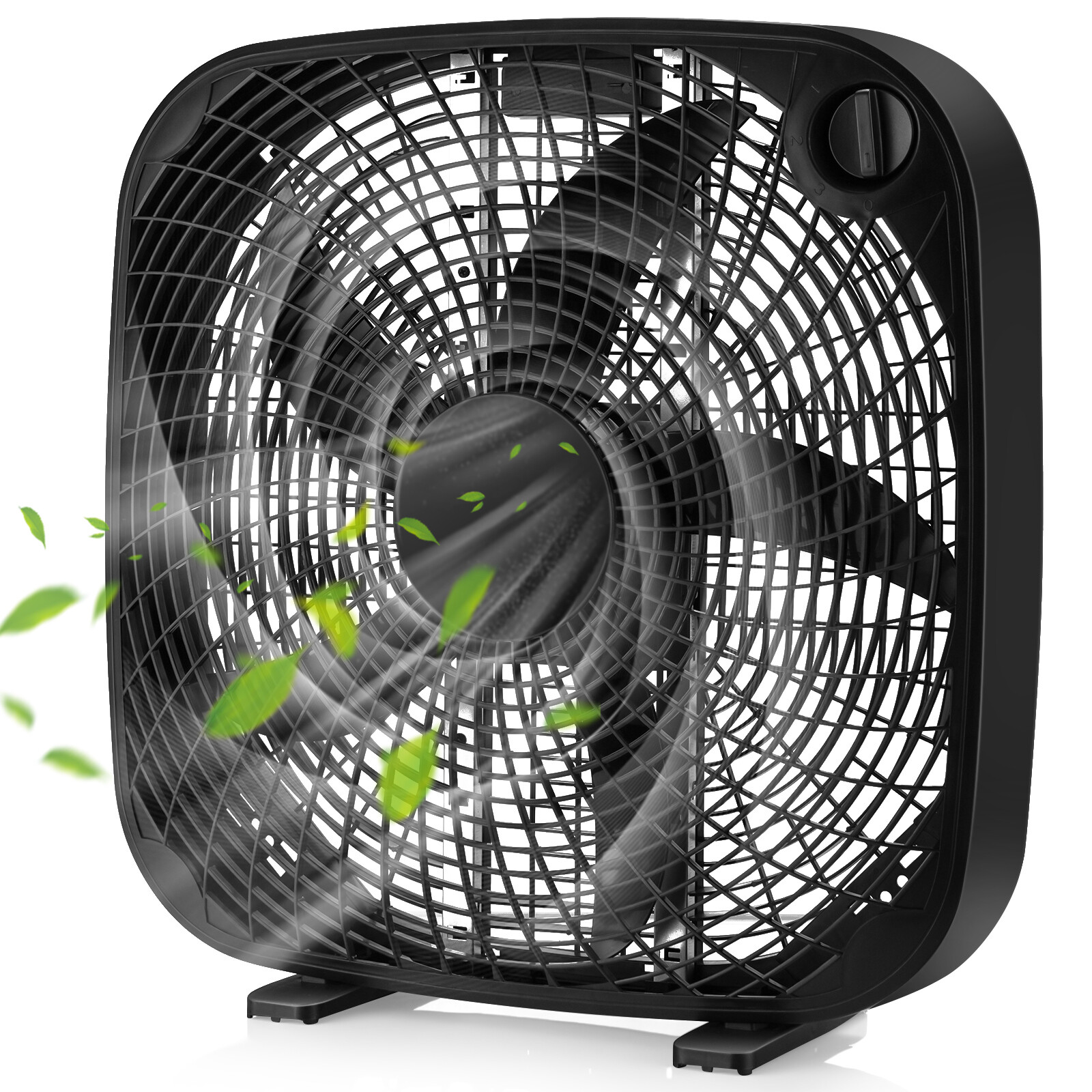 20u0026#034; Box Fan Portable Floor Fan Window Fan with 3 Speed Settings u0026amp;  Knob Control | eBay