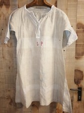 AR1- Chemise de nuit ancienne en Lin  Monogramme L P brodé  dentelle col manche