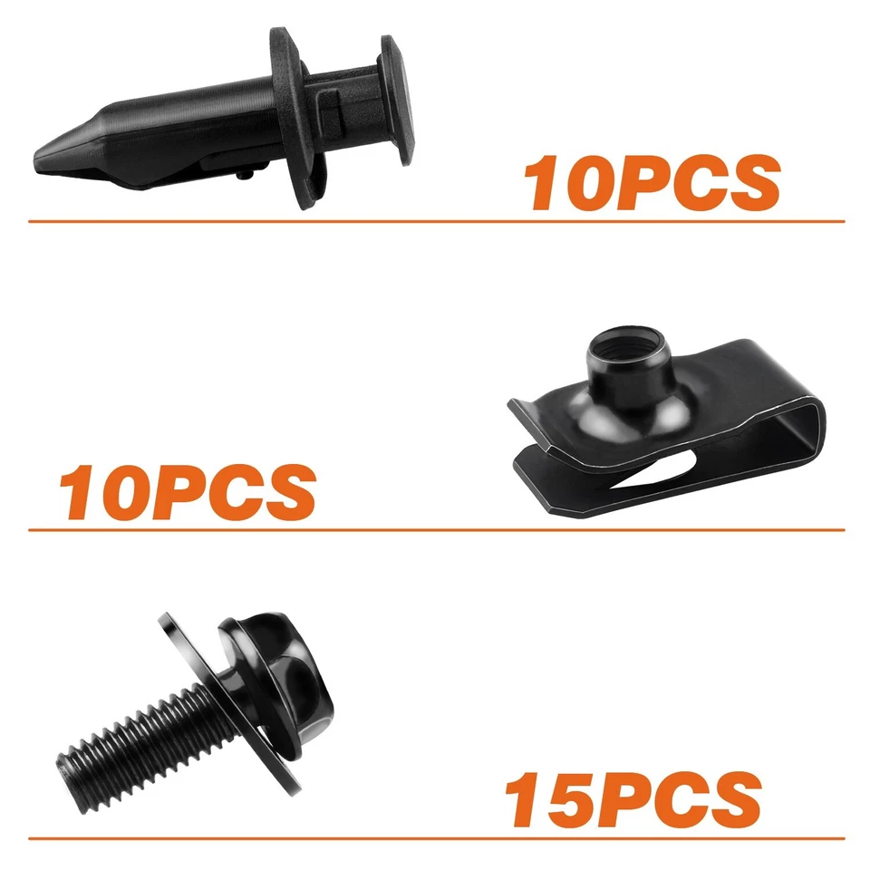 35PCS For Mercedes-Benz Engine Under Cover Splash Shield M6 Bolts U-nut Clips Foto 3 de 4