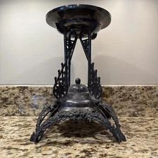 Antique Mermod Jaccard Metal Stand Bride's Basket Centerpiece Frog Butterfly 11"