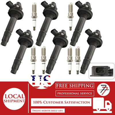 6Pcs Ignition Coil and Iridium Spark Plug For 2009-2016 Lincoln MKS 3.7L