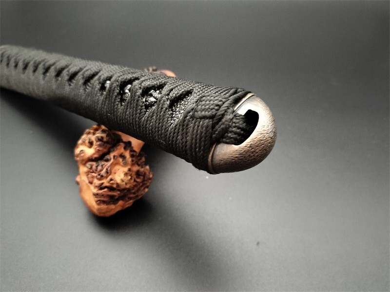 武具 maguro Tsuba Samurai Sword handle 26cm(L) black shark skin Wood