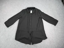The Limited Blouse Sheer Womens Small Black Button Up Belted Pocket