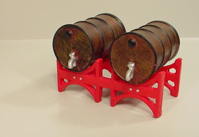 Double Industrial Drums and Rack w Spigots Miniature 1/24 Scale G Scale Diorama