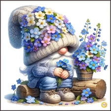 Hydrangea Gnome 1491 Chart Counted Cross Stitch Pattern Needlework