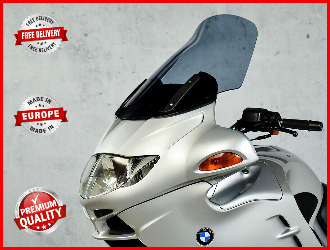 Pare-brise Universel Moto Pour BMW R1150R/R1200R - Gris Clair Fumé, Ajustable, Plastique ABS, Installation Simple