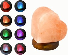 USB Himalayan Pink Salt Heart Shape Lamp, Multi Colors Changing Lamp