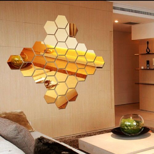 Art Safety Geometric Hexagon Mirror Wall Sticker Home Decor Mural Decals - Photo 1/7