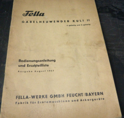 Fella manual and spare parts list fork turner pen 2 August 1957