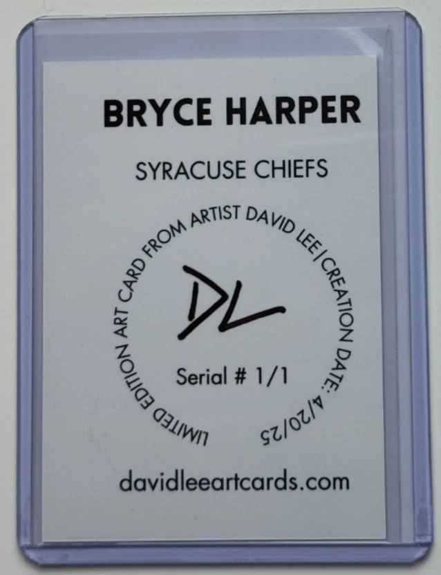 Bryce Harper Limited Edition Artist Signed "Syracuse Chiefs" Refractor Card 1/1 - Image 2 of 2