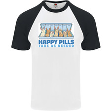 Bunny Rabbit Happy Pills Antidepressiv Herren S/S Baseball T-Shirt