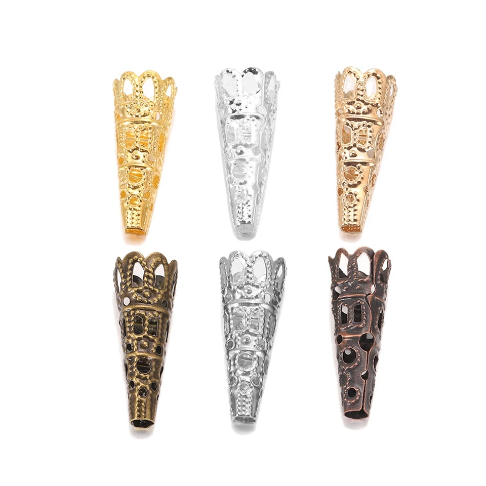 100 Piezas Tapas Largas de Cuentas de Flores 22mm Tapas de Extremo de Cuentas de Filigrana Espaciadores para Pendiente Foto 2 de 4