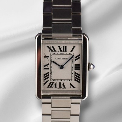 Cartier Tank Solo 27x34mm Steel Silver Dial Men's Watch 3169